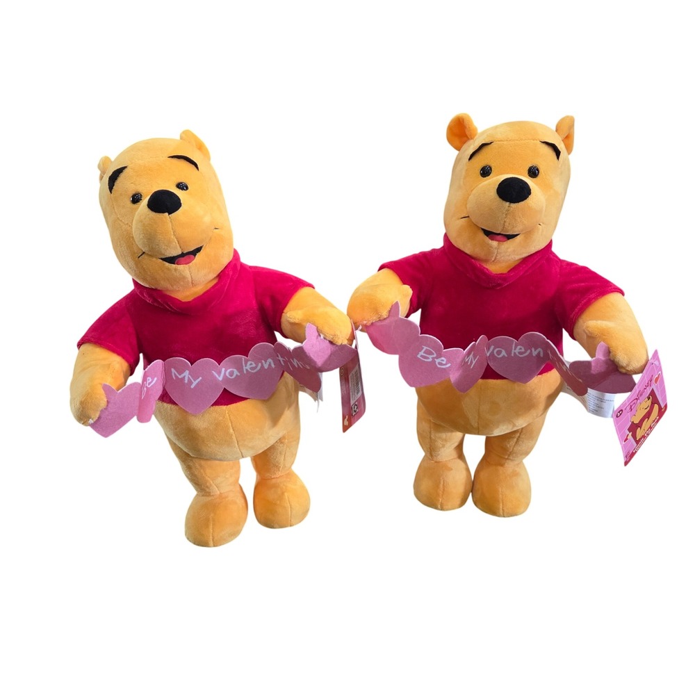 Disney Winnie the Pooh Valentine's Greeter Plush Set of 2 Be My Valentine‎ 19"
